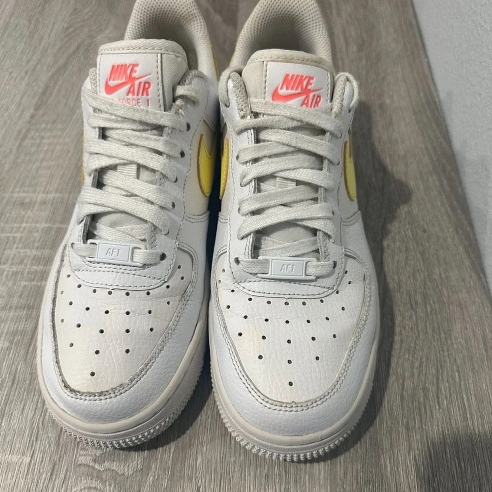 Nike Air Force 1 White and Yellow Shoes